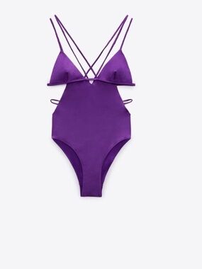 Vivid Purple Strappy One-Piece Swimsuit